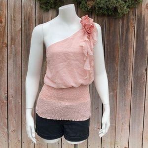 Artifact Flower Chiffon Pink roses one shoulder